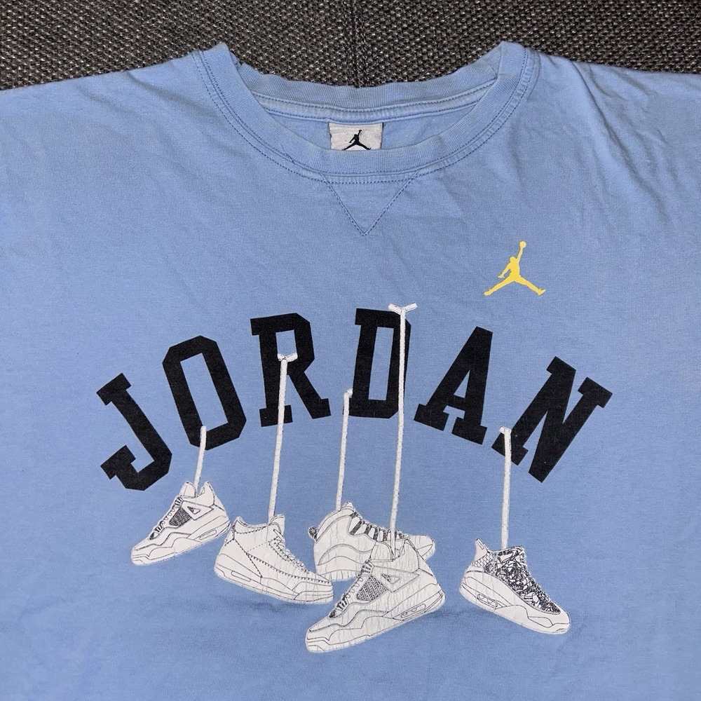 Vintage Y2K Air Jordan UNC Blue Retro Jordans T Shirt Mens Large Rare 2000s